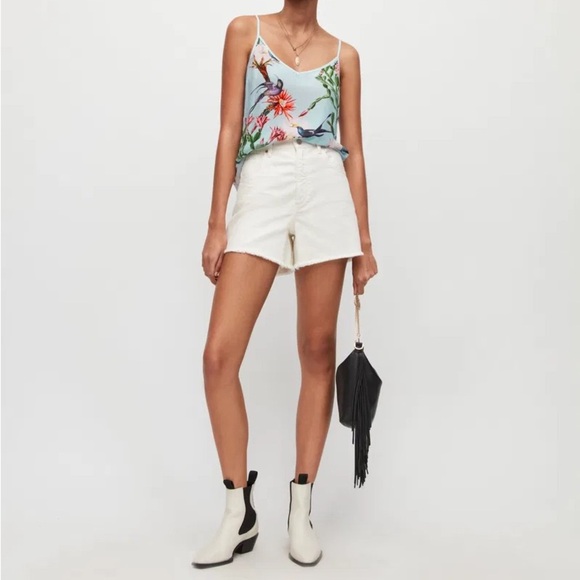 NWT AllSaints Tammy Senja Blue Floral Tropical Lightweight Tank Cami Top Sz 0 - Picture 2 of 12
